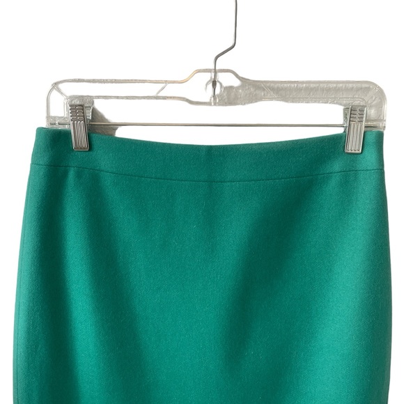 J. CREW Emerald Green Fully Lined Wool Pencil Skirt Size 2 - Picture 3 of 9